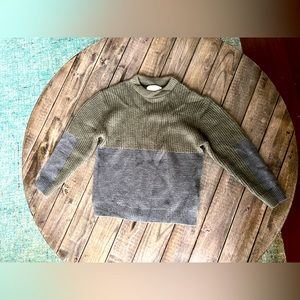 Zara two toned color block sweater green gray Christmas warm winter shirt boys 7